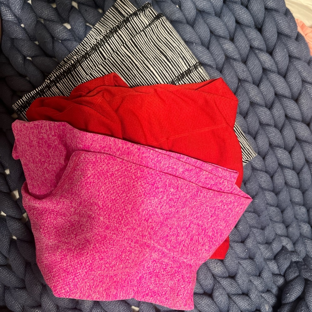 Athleta Pink and Red Tank Top and grey legging